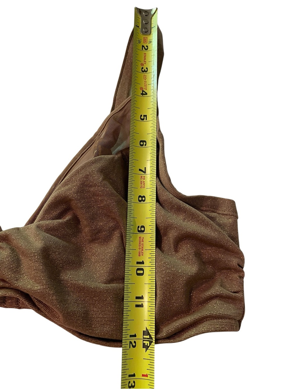 Unbranded tag cut Brown Shimmer Underwire Bikini Top only womens size Large - Picture 5 of 7